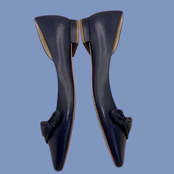 TALBOTS EDISON PLEATED DORSAY FLATS - NAPPA LEATHER Navy 9.5M - Picture 3 of 7